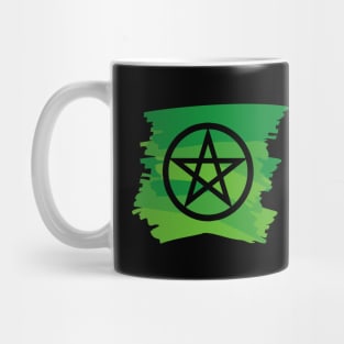 Pagan Pentagram Green Paint Witch Magick Mug